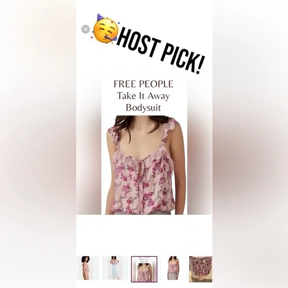 NWT FREE PEOPLE TAKE IT AWAY BODYSUIT Pink Ruffled LACE Tie Front 🥳HP - Picture 11 of 11